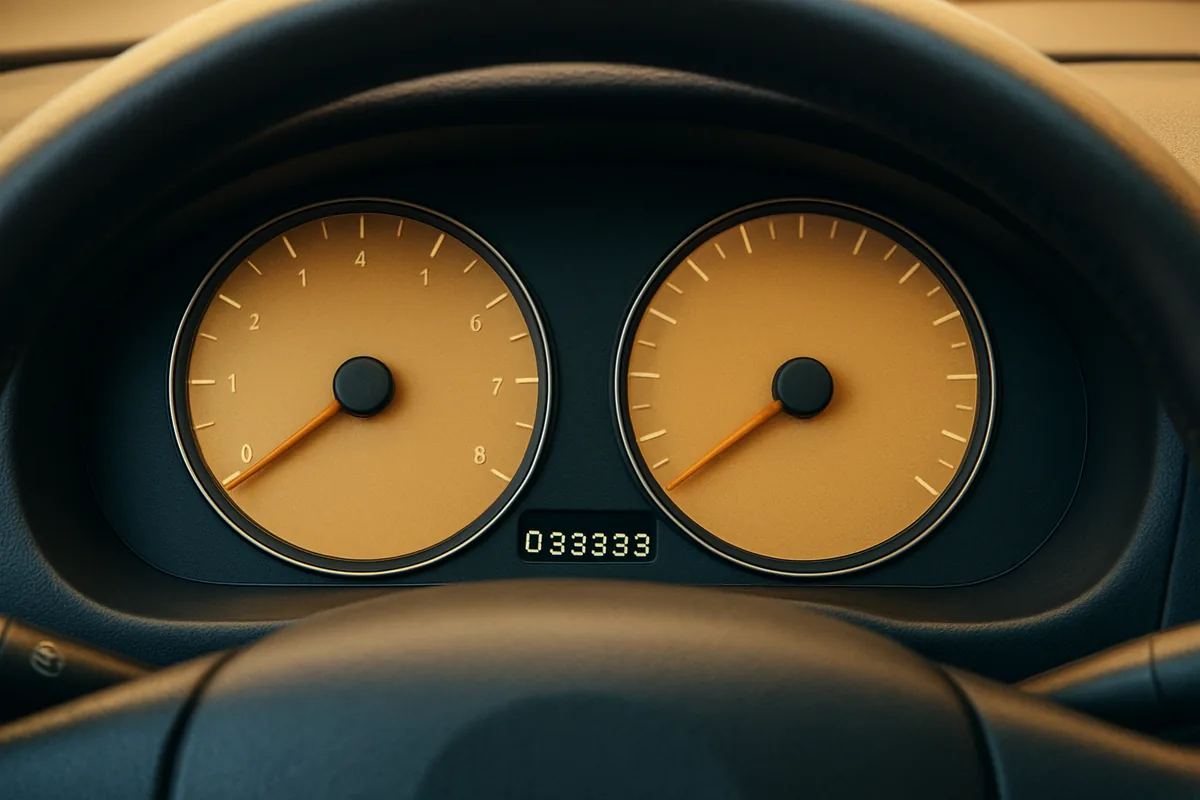 Dashboard van een auto met kilometerteller